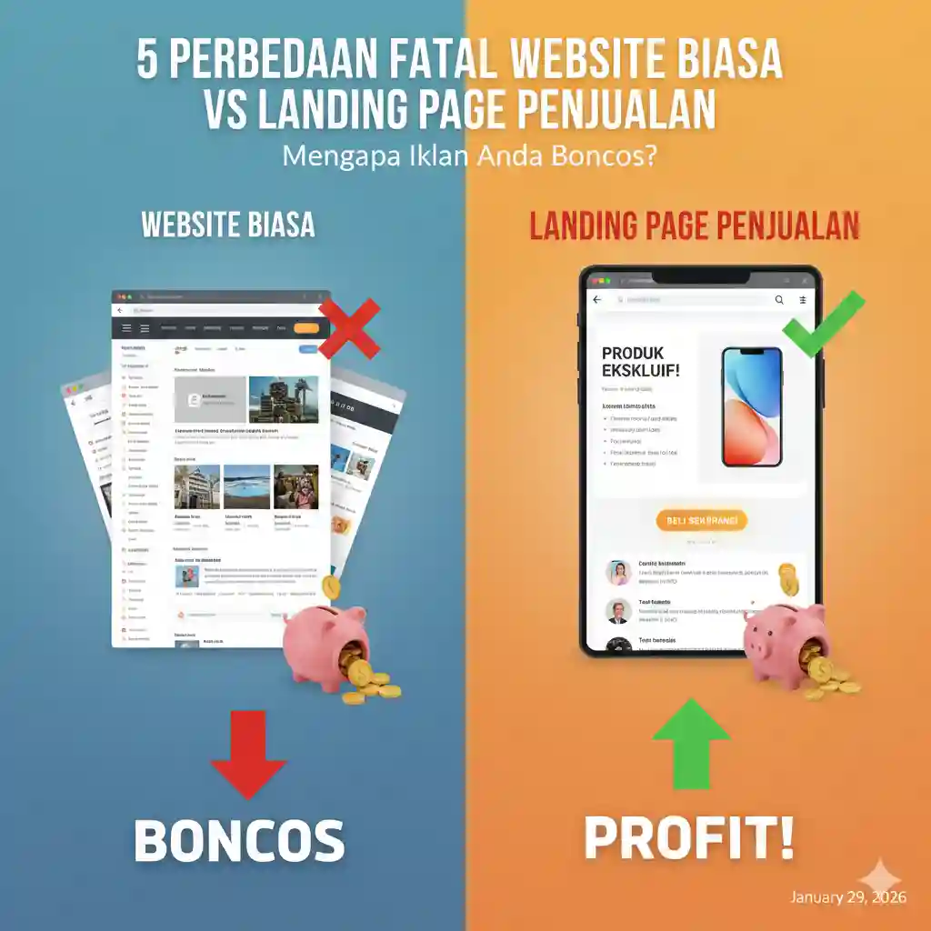 5 Perbedaan Fatal Website Biasa vs Landing Page Penjualan – Mengapa Iklan Anda Boncos?